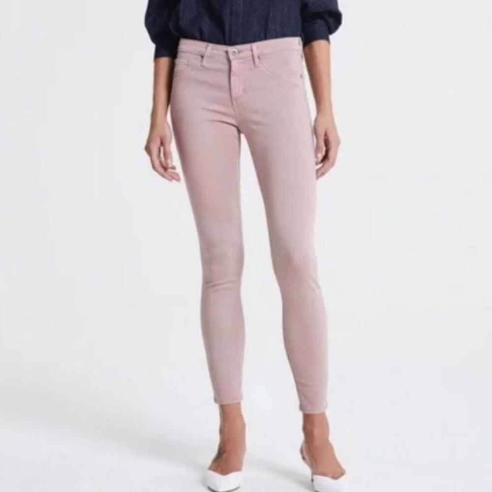 AG Adriano Goldschmied The Legging Sulfur Lotus Pink Super Skinny Ankle Jeans 25